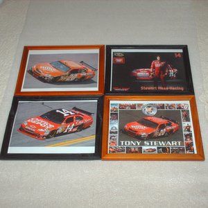 Set of 4 framed NASCAR Tony Stewart pictures